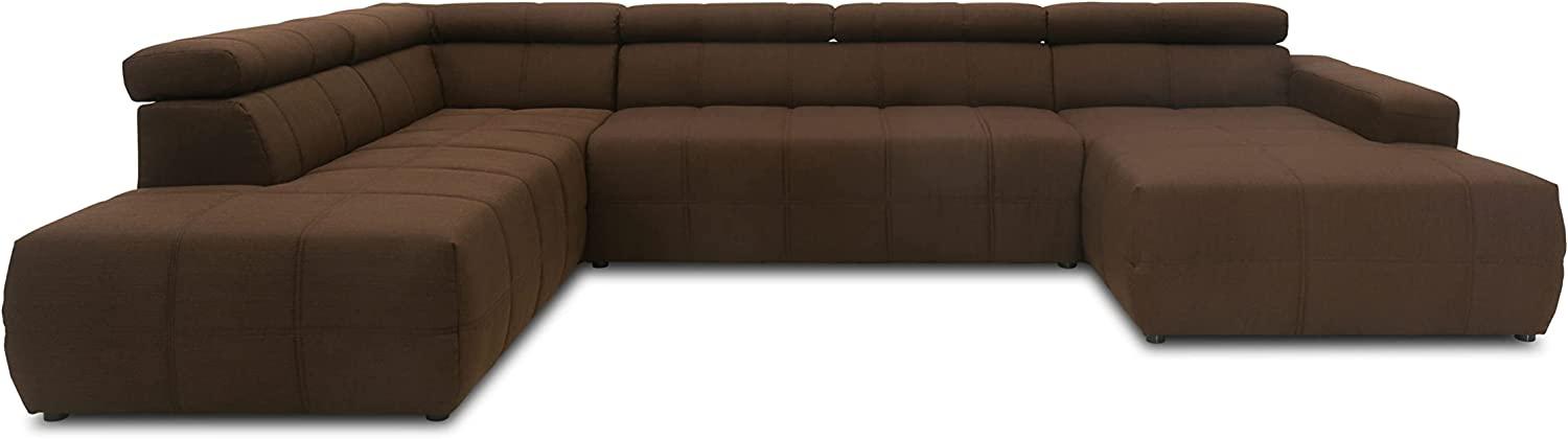 DOMO. collection Brandon Sofa, Wohnlandschaft mit Rückenfunktion in U-Form, Polsterecke Eckgarnitur, dunkelbraun, 228 x 359 x 175 cm Bild 1