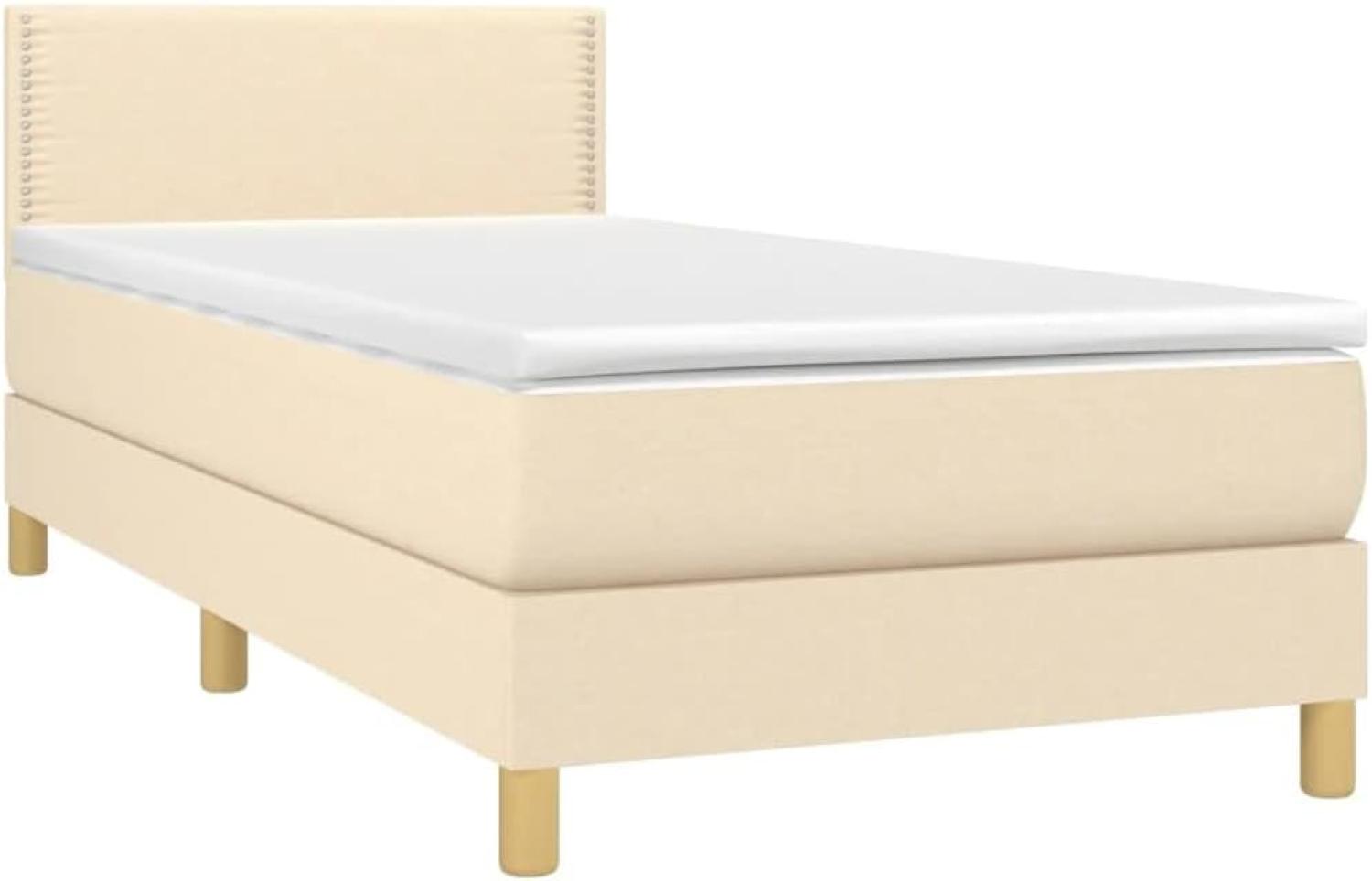 vidaXL Boxspringbett mit Matratze Creme 100x200 cm Stoff 3140518 Bild 1