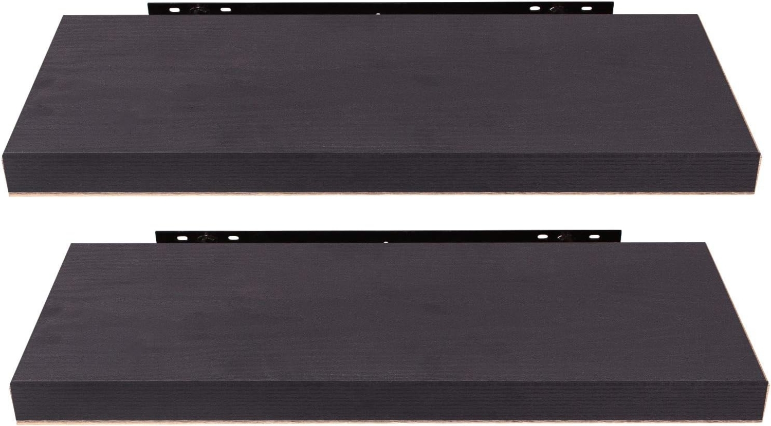 EUGAD Wandregal Wandboard 2er Set Hängeregal Holz Board Modern Schwarz Holzdeko 60 x 22,9 x 3,8 cm 0125QJ-2 Bild 1