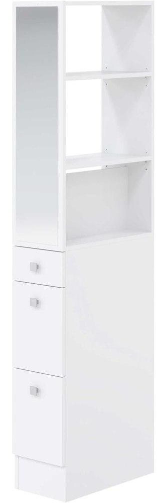 TemaHome Badezimmerspiegelschrank Combi Badezimmerschrank mit drei Schubladen, offenen Fächern, als Raumteiler, 24 cm breit, Weiss Bild 1