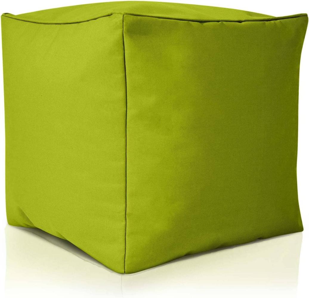 Green Bean© Outdor Pouf-Hocker 40 x 40 x 40 cm mit EPS-Perlen Füllung - Erweiterung & Addon für Sitzsäcke: Fußhocker Fußkissen - Bodenkissen Kinder & Erwachsene - Fußablage Sitzkissen Grün Bild 1