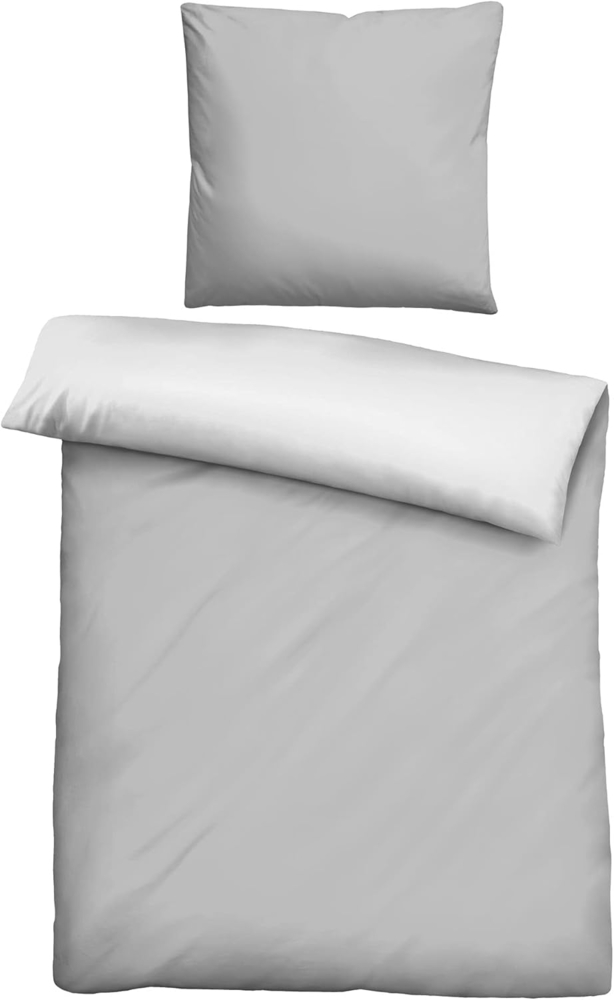 Traumhaft Schlafen - Castell - Markenbettwäsche 0560500 Microfaser Satin Bettwäsche, sturmgrau, 1x 155x220 cm + 1x 80x80 cm Bild 1