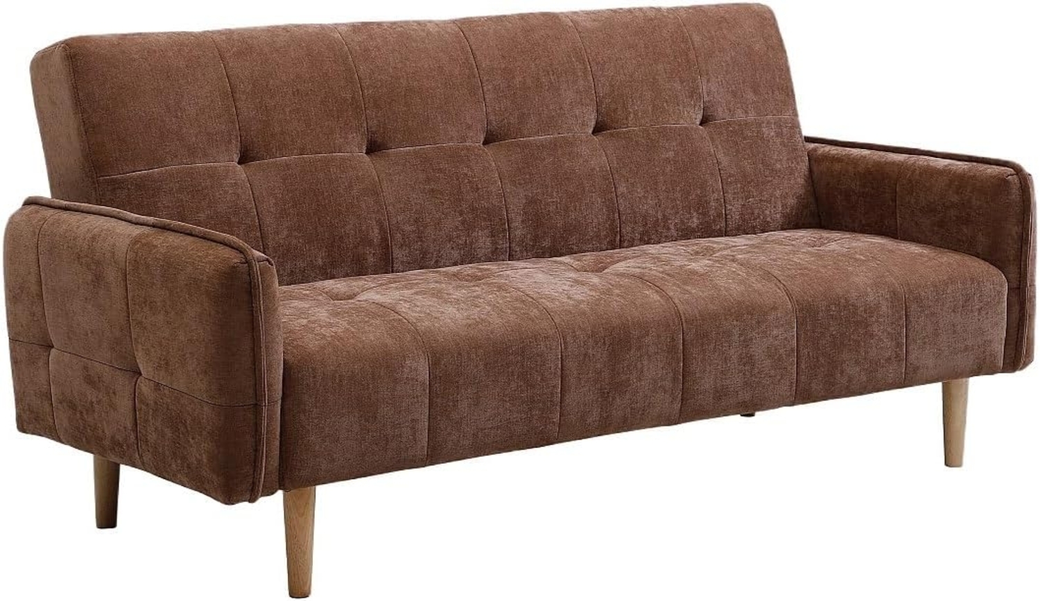 Vente-unique - Sofa 3‑Sitzer mit Clic‑Clac‑Funktion – Stoff – Braun – SONIATA Bild 1