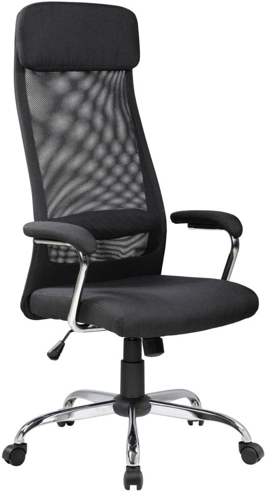 Dmora - Bürostuhl Canberra, Präsidentensessel mit Armlehnen, Ergonomischer Bürostuhl, cm 65x65h126/136, schwarz Bild 1