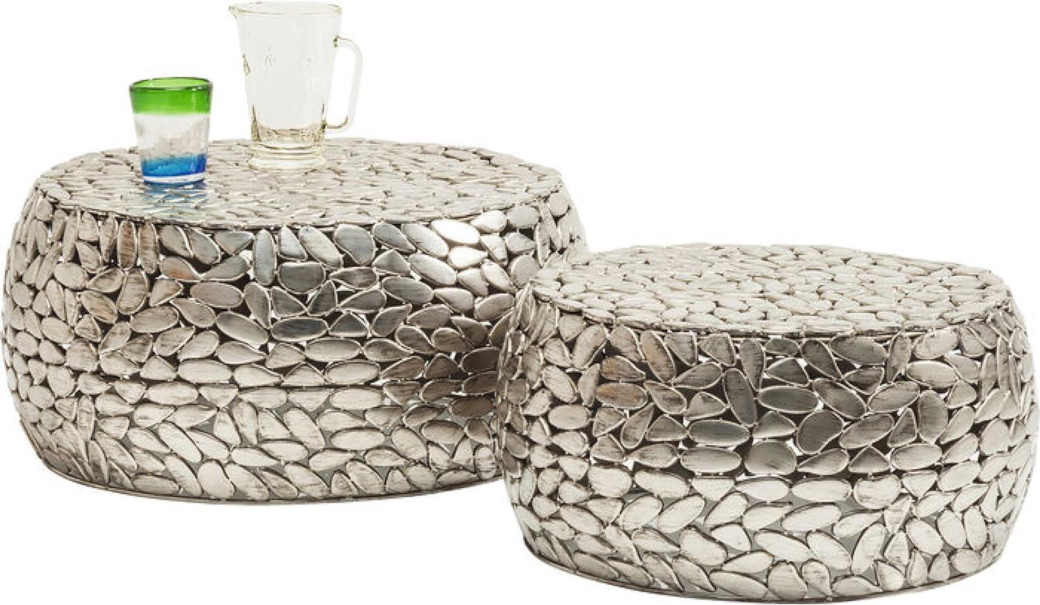 KARE Design Couchtisch Pebbles Deluxe Silber (2er-Set) 82976 Bild 1