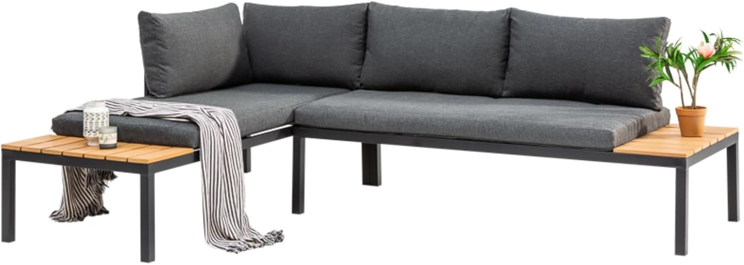 riess-ambiente Gartenlounge-Set ORLANDO LOUNGE 240cm greige · wetterfeste Sitzgruppe aus Aluminium, (Set, 1-tlg), Outdoor-Möbel-Set (2x Sofa-Module) · modulares Design · inkl. Kissen Bild 1