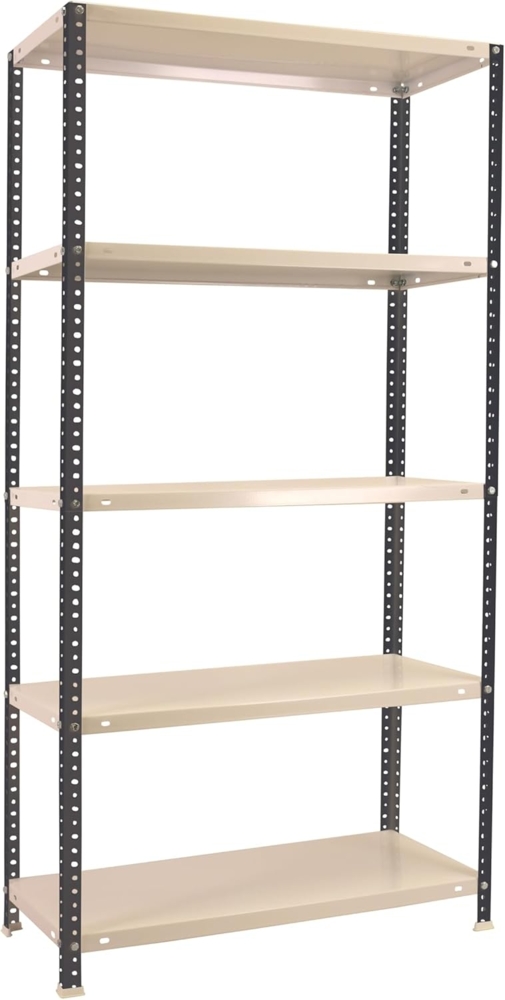 Simon Rack Metallregal, 5 verstellbare Regalböden, 100 kg Biegepunkt, 1800 x 800 x 400 mm, mit Schrauben, Lagerregal, Anthrazit/Weiß - Comfort Bild 1