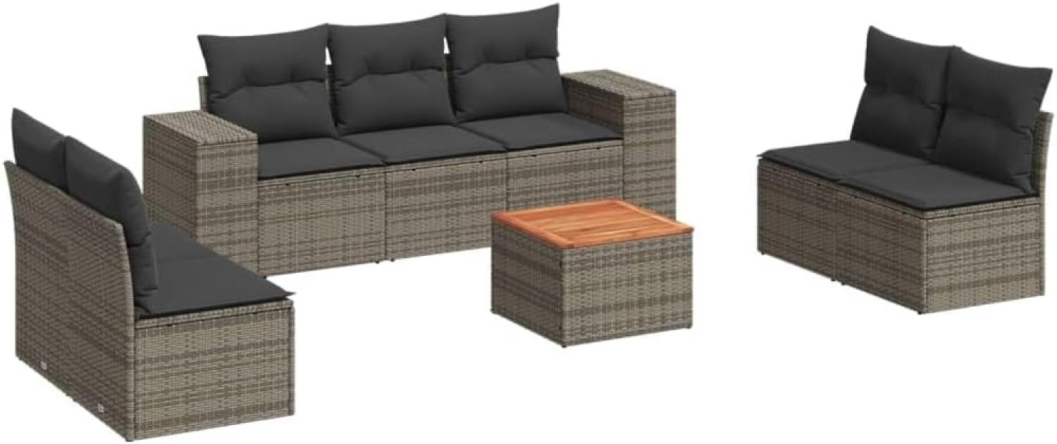 vidaXL 8-tlg. Garten-Sofagarnitur mit Kissen Grau Poly Rattan 3225402 Bild 1