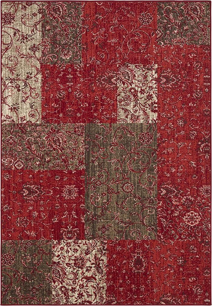 Kurzflor Teppich Kirie Rot Braun - 120x170x0,9cm Bild 1