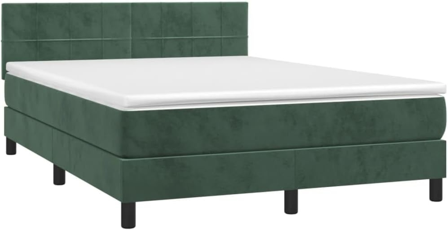 vidaXL Boxspringbett mit Matratze & LED Dunkelgrün 140x200 cm Samt 3134408 Bild 1