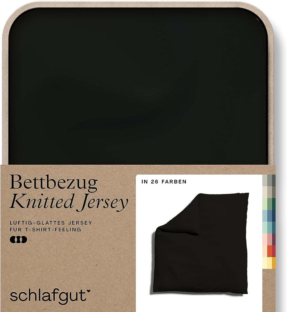 Schlafgut Knitted Jersey Bettwäsche | Bettbezug einzeln 200x200 cm | off-black Bild 1