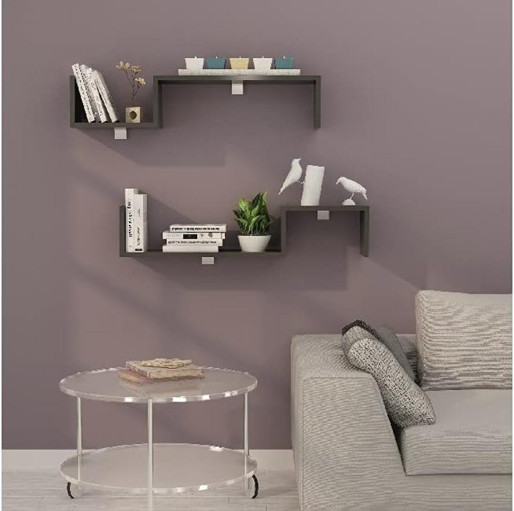 Homemania Wandregal-Set Angel 95,4 x 19,5 x 19,5 cm Anthrazit Bild 1