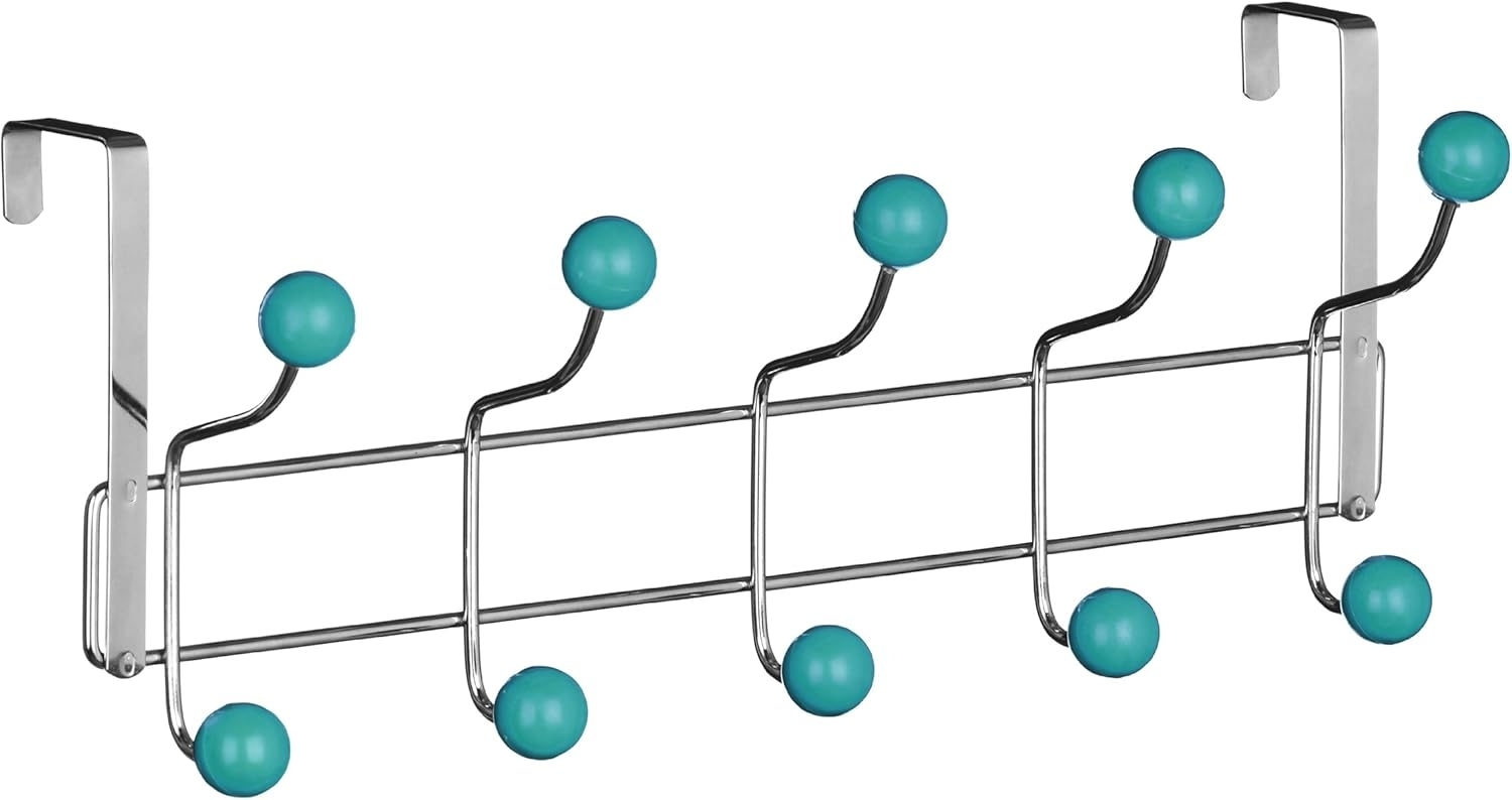 Premier Housewares Türgarderobe, 10 Haken türkis, Chrom, Kunststoff, 12 x 41 x 17 Bild 1