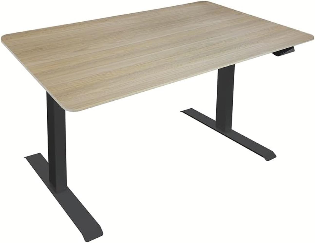 HOME DELUXE Höhenverstellbarer Schreibtisch elektrisch LUMINA - 120 x 60 cm Eiche/Schwarz Bild 1