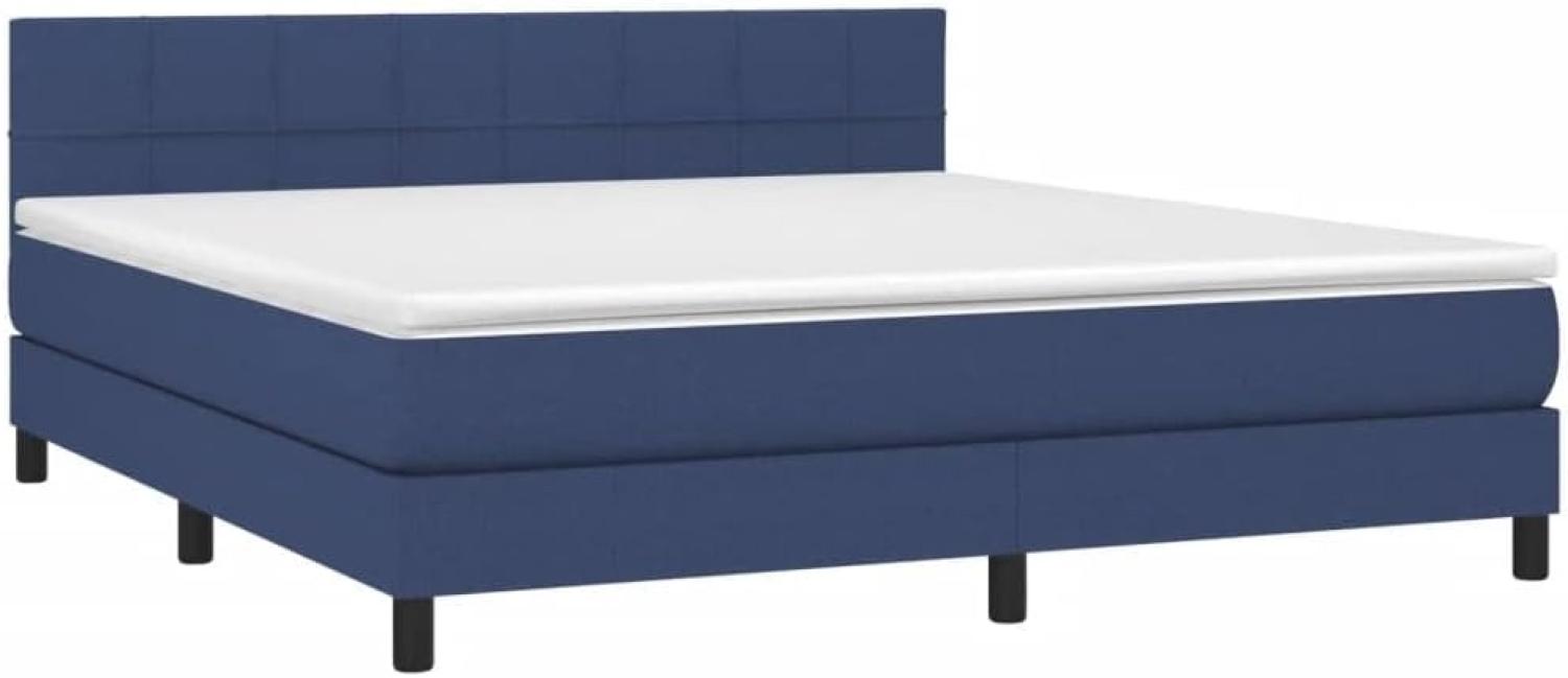 vidaXL Boxspringbett mit Matratze & LED Blau 180x200 cm Stoff 3133179 Bild 1