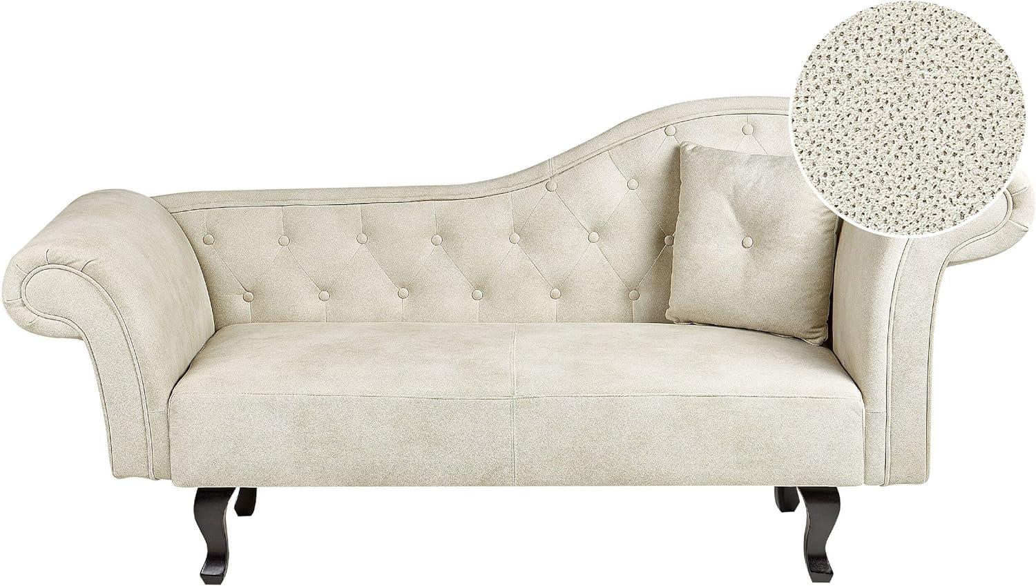 Chaiselongue Samtstoff hellbeige rechtsseitig LATTES II Bild 1