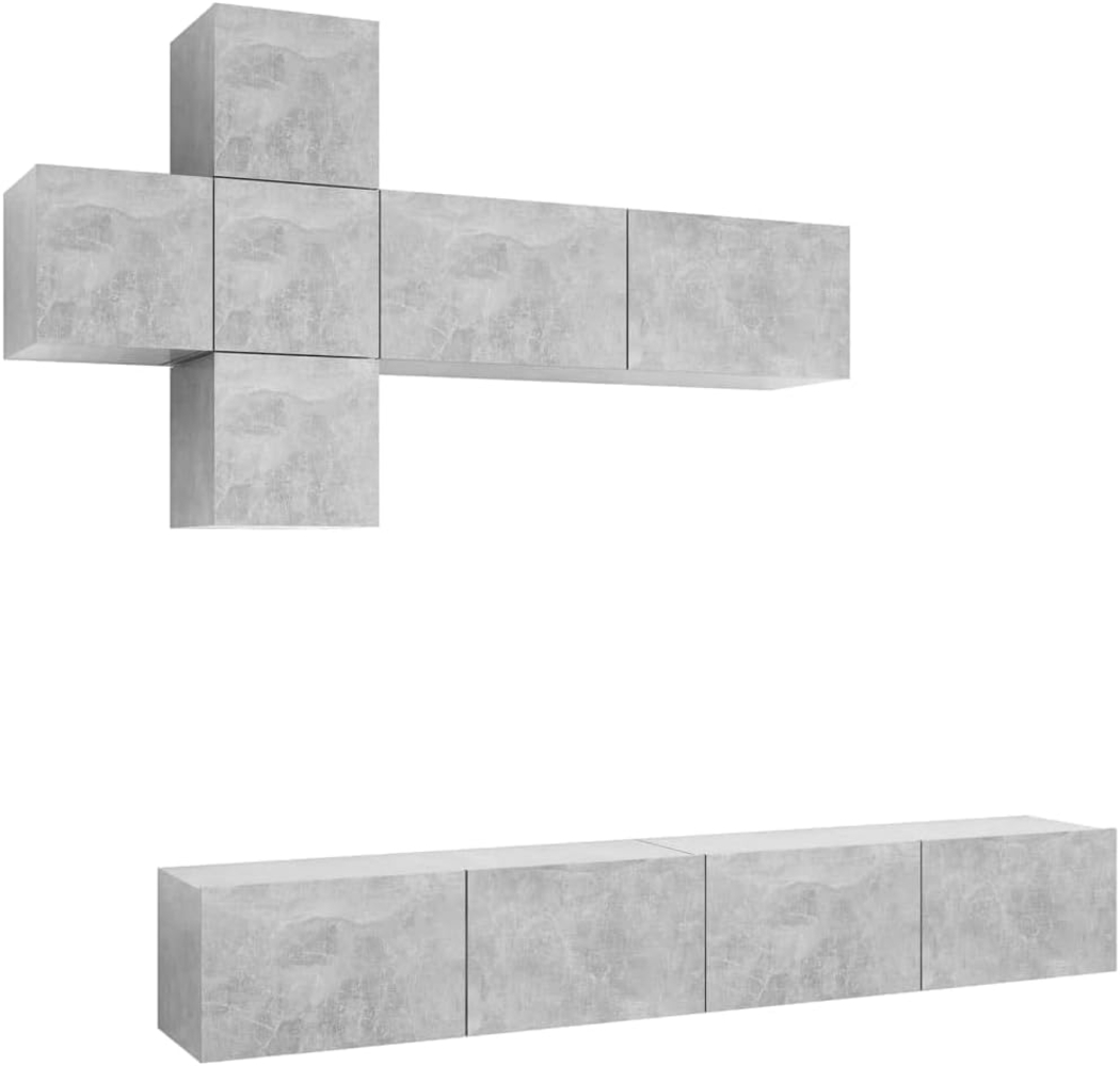 vidaXL 7-tlg. TV-Schrank-Set Betongrau Spanplatte [3079129] Bild 1
