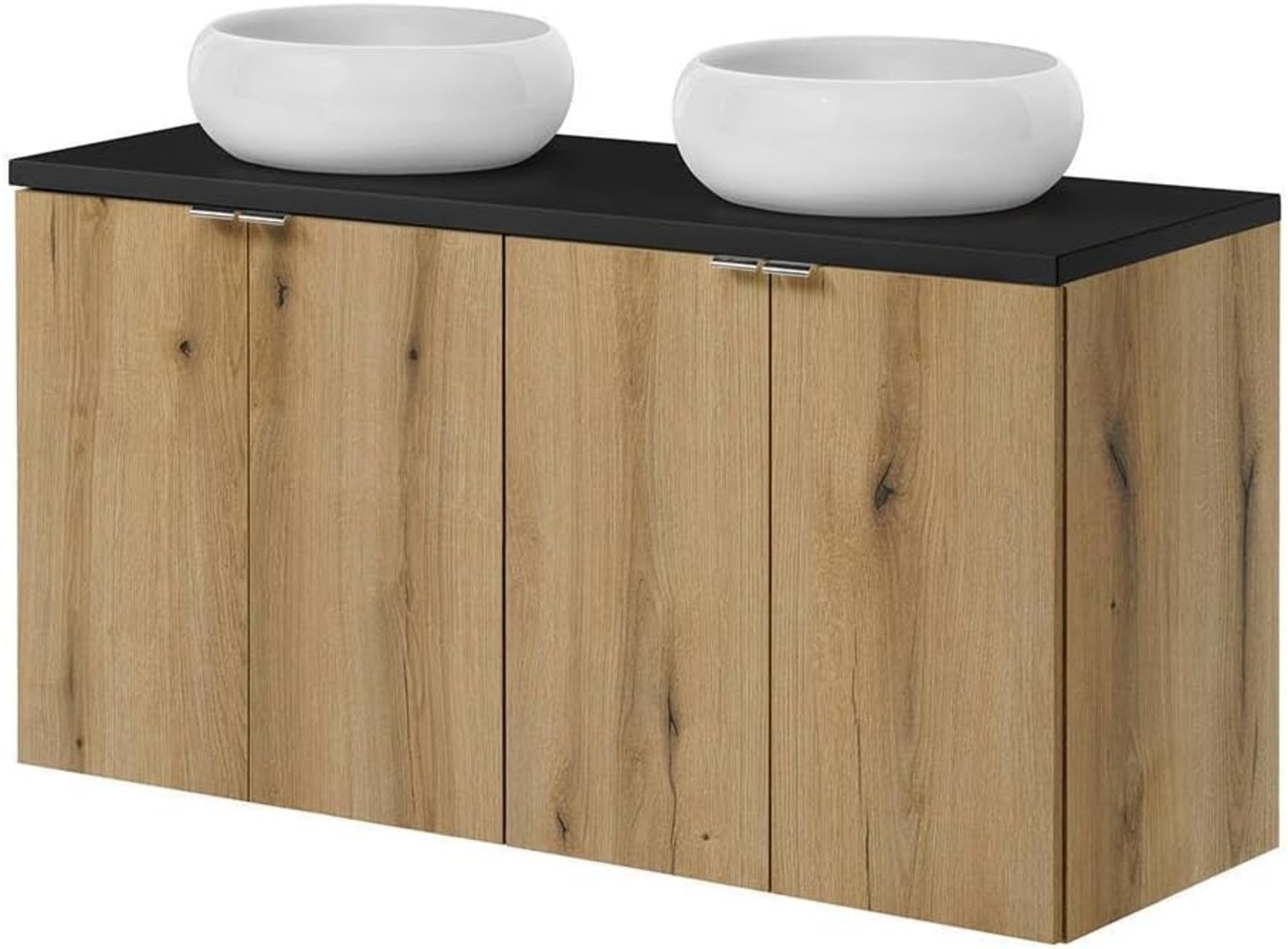 Waschtisch Skelbolu mit Türen 120x72x40 cm Eicheoptik/Schwarz [en. casa] Bild 1