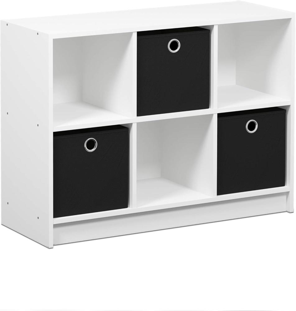 Furinno Basic Bücherregal mit 6 Fächern und 3 Einschüben, holz, Weiß/schwarz, 30. 23 x 30. 23 x 59. 94 cm Bild 1