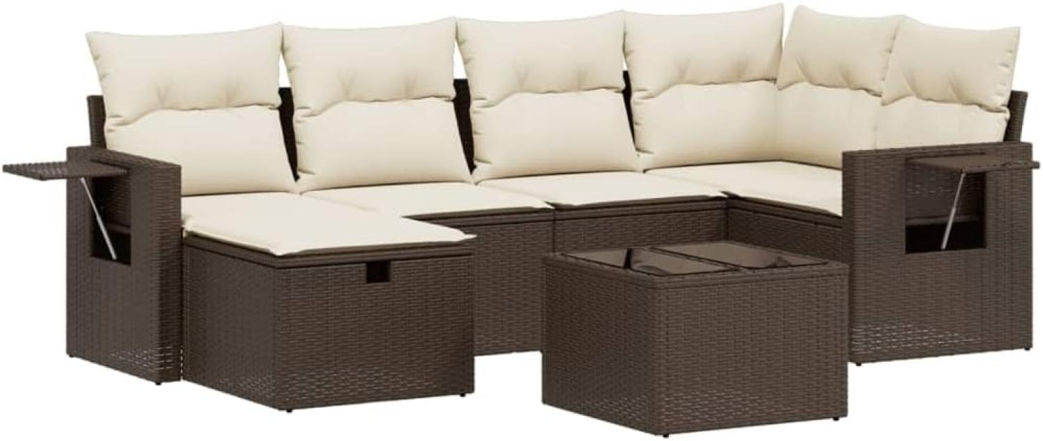 vidaXL 6-tlg. Garten-Sofagarnitur mit Kissen Braun Poly Rattan 3263799 Bild 1