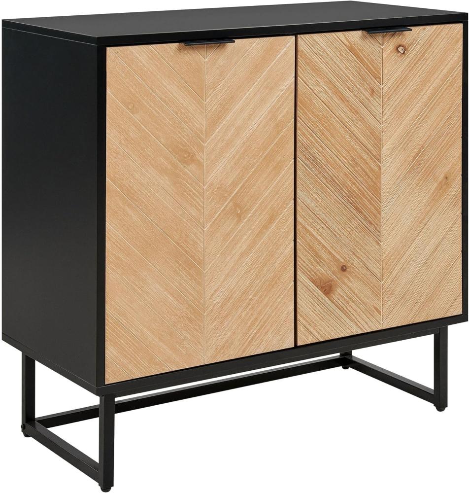 Sideboard heller Holzfarbton schwarz 2 Türen ALASKA Bild 1