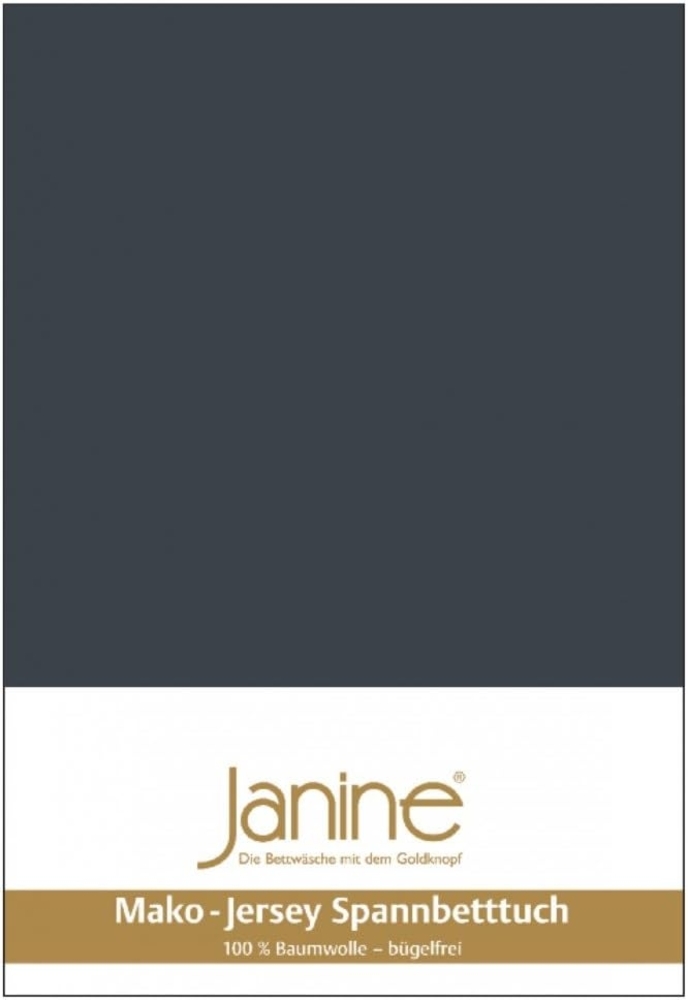 Janine Mako-Jersey Spannbetttuch Spannbettlaken 100% naturreine Baumwolle 90-100cm x 190-200cm 78 titan Bild 1