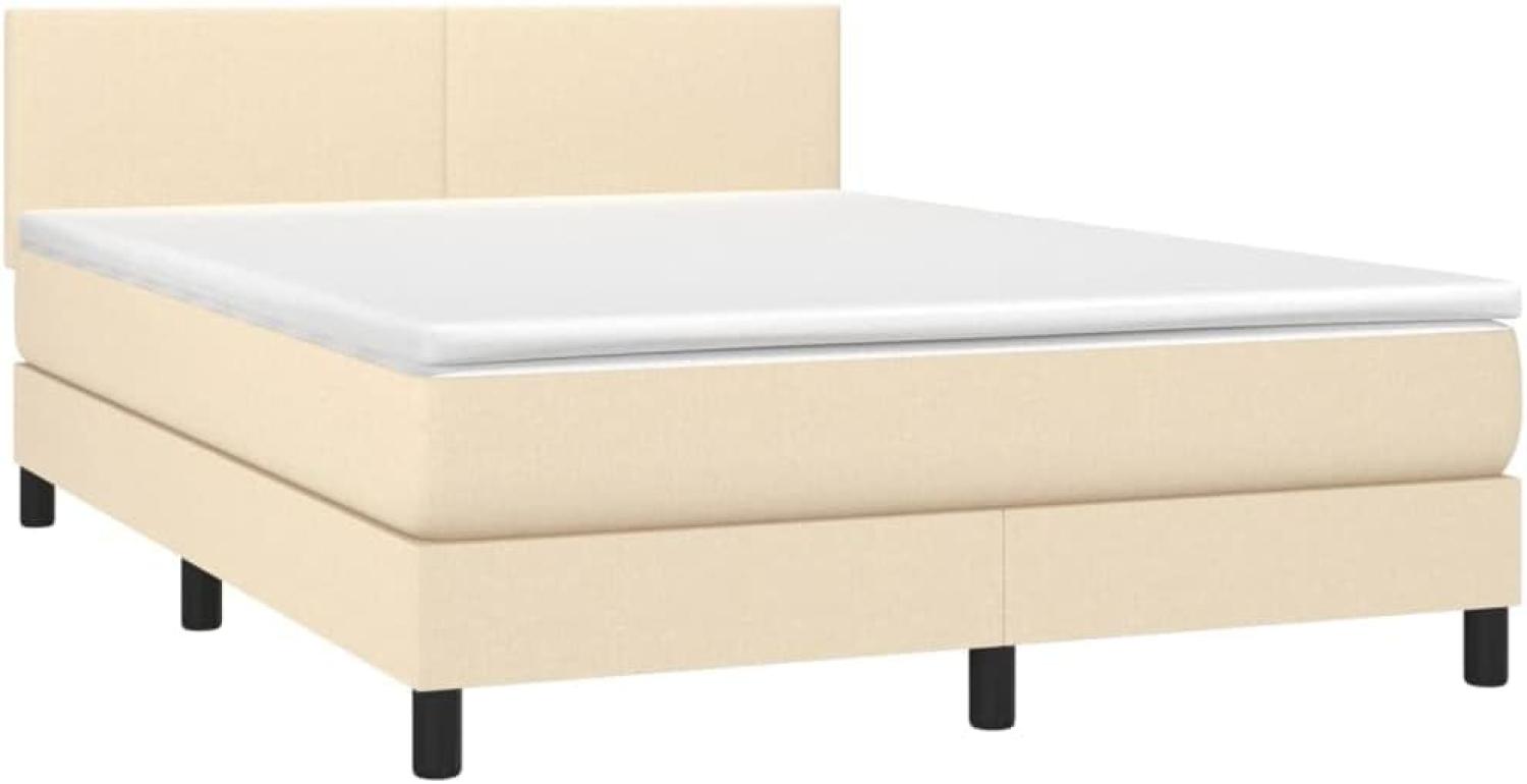 vidaXL Boxspringbett mit Matratze, Stoff, Creme, 140 x 200 cm, H2 Bild 1