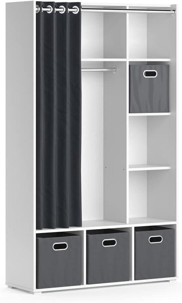 Vicco Kleiderschrank Schlafzimmerschrank Garderobe Luigi Weiß Faltbox 106 x 178 cm modern Schrankregal Organizer Vorhang Kleiderstange Fächer Aufbewahrung Ablage Bild 1