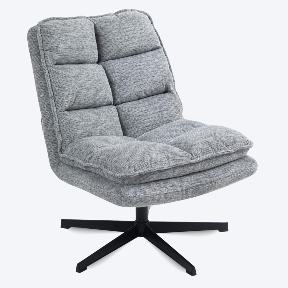 MEUBLE COSY Sessel 360° Drehbar Einzelsofa Faltbar Loungesessel Relaxsessel mit Armlehne Design Drehsessel, Metallbeine, für Wohnzimmer Schlafzimmer, Grau, 65 x 79.5 x 85 cm Bild 1