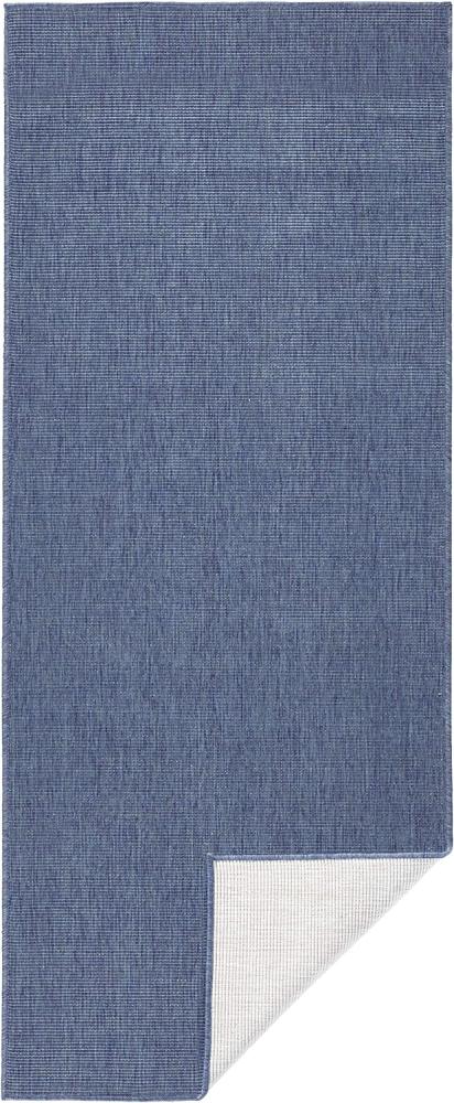 In- & Outdoor Wendeteppich Uni Miami Blau Creme - 80x250x0,5cm Bild 1