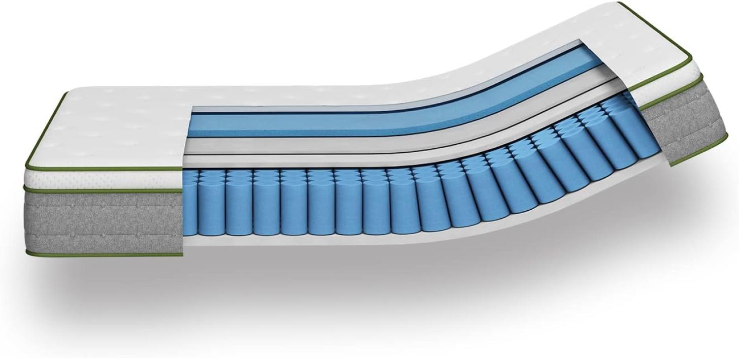 Novilla Matratze 150x190 H2-H3 Federkernmatratze Foam Mittelfest Taschenfederkern Matratze Öko-Tex zertifiziert Taschenfederkern Hybridmatratze Bambus Weiß | Höhe 20cm Bild 1