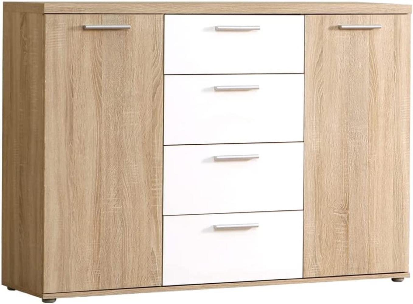 Kommode Wisal 7 Sonoma Eiche weiß 130x93x38 cm Bild 1