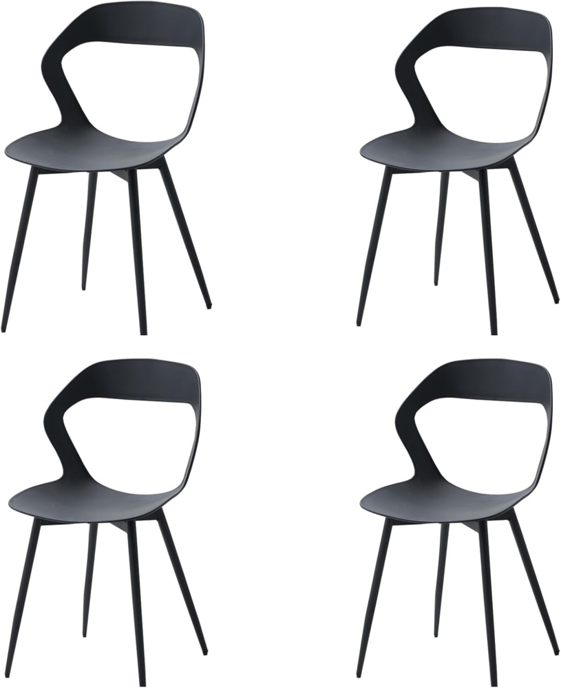 GrandCA HOME 4er-Set Esszimmerstühle, Küchenstühle mit Hohler Rückenlehne，Massive Schwarze Metallbeine (schwarz, 4) Bild 1