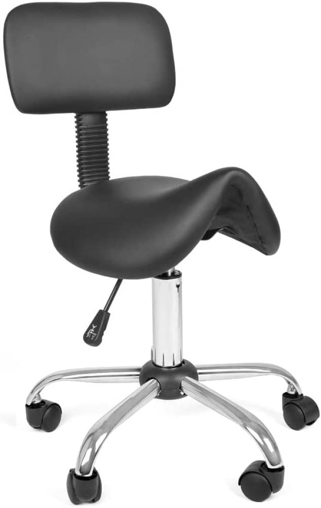 Mingone Sattelhocker mit Rückenlehne Drehhocker Arbeitsstuhl Ergonomisch Bürohocker mit Rollen Sattelstuhl 360° Hocker Hoehenverstellbar ，Schwarz Bild 1