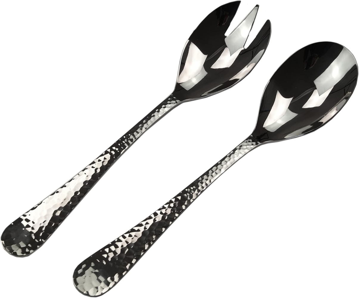 Solex Lena Salatset 1 Stück Serviergabel und Servierlöffel in Hammerschlagoptik Bild 1