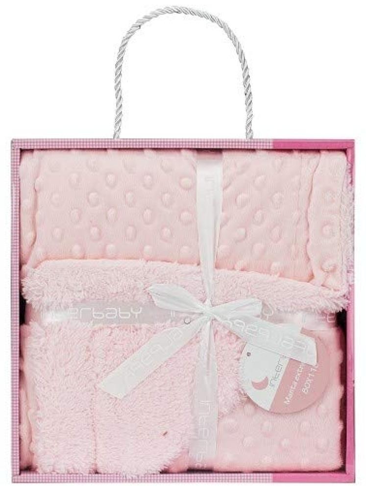 Interbaby 00891-02 Blasen Babydecke mit Sherpa Rückseite, rosa, 720 g Bild 1