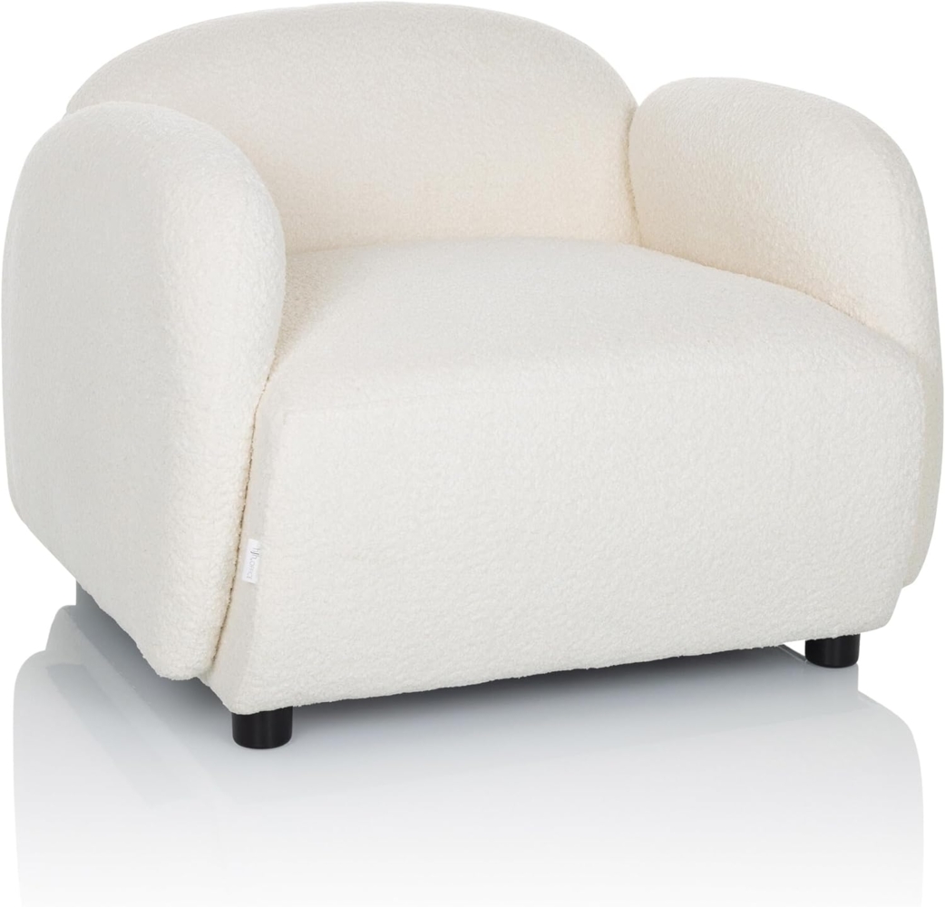 hjh LIVING Polstersessel mit Armlehnen VERDUNA Teddy-Stoff, Bequem gepolsterter Loungesessel Relaxsessel, für Wohnzimmer Schlafzimmer, Weiß Bild 1