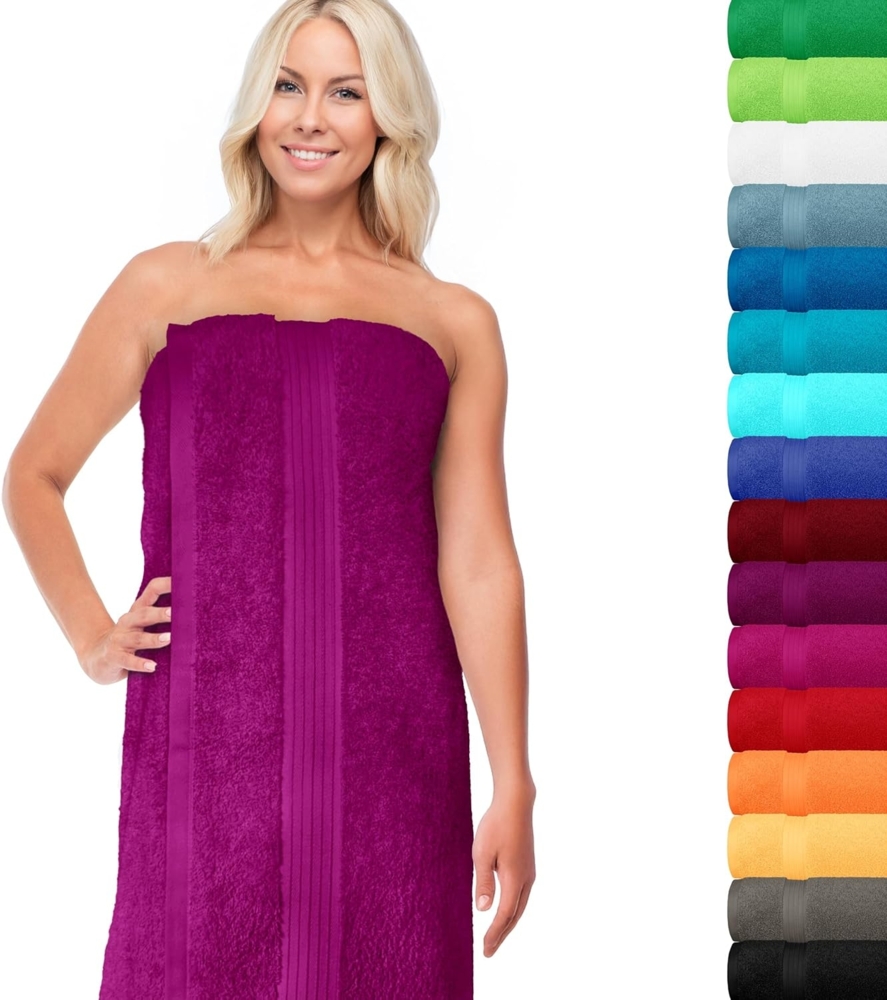 Lashuma Saunatuch Linz, Frottee (1-St), Frottee Badehandtuch 70x200 cm lila Bild 1