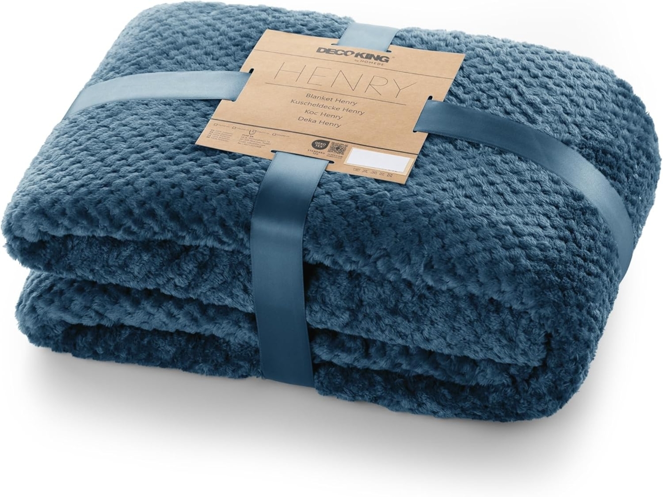 DecoKing Kuscheldecke 220x240 cm Indigoblau Decke Microfaser Wohndecke Tagesdecke Fleece weich sanft kuschelig skandinavischer Stil dunkelblau Henry Bild 1