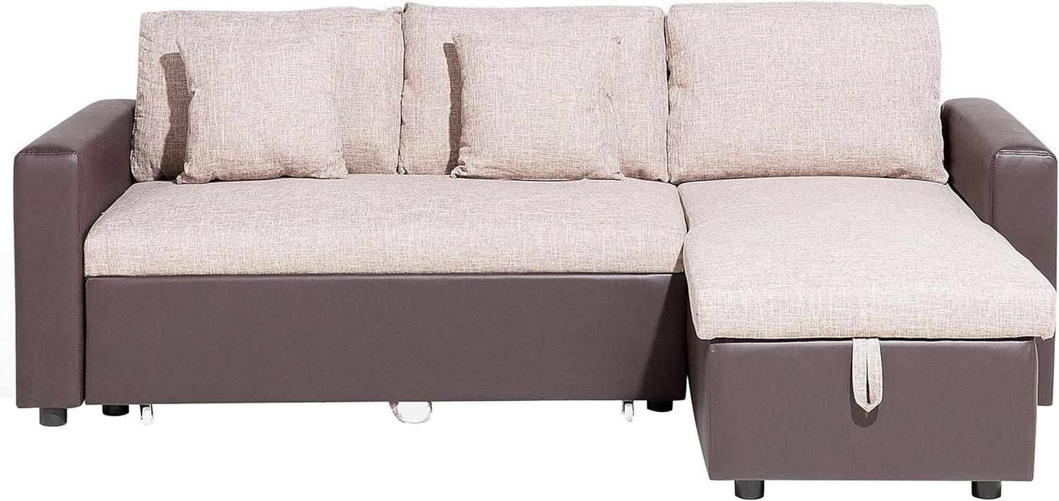 Ecksofa mit Schlaffunktion Polsterbezug beige linksseitig TAMPERE Bild 1