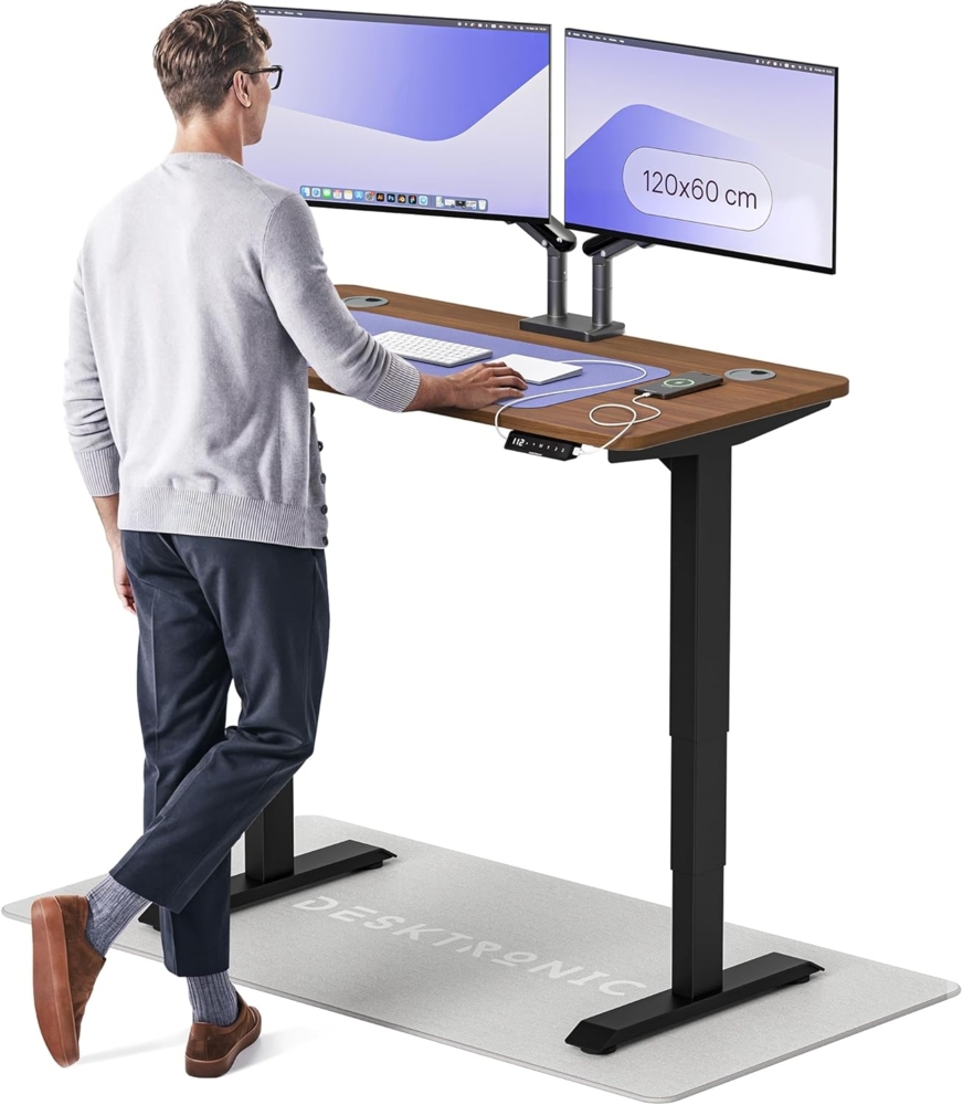 Desktronic HomePro Höhenverstellbarer Schreibtisch 120 × 60 cm – Elektrischer Schreibtisch Mit Zwei Elektrischen Motoren, Touchscreen-Steuerung und Integrierten USB-A- und USB-C-Ladeanschlüssen Bild 1