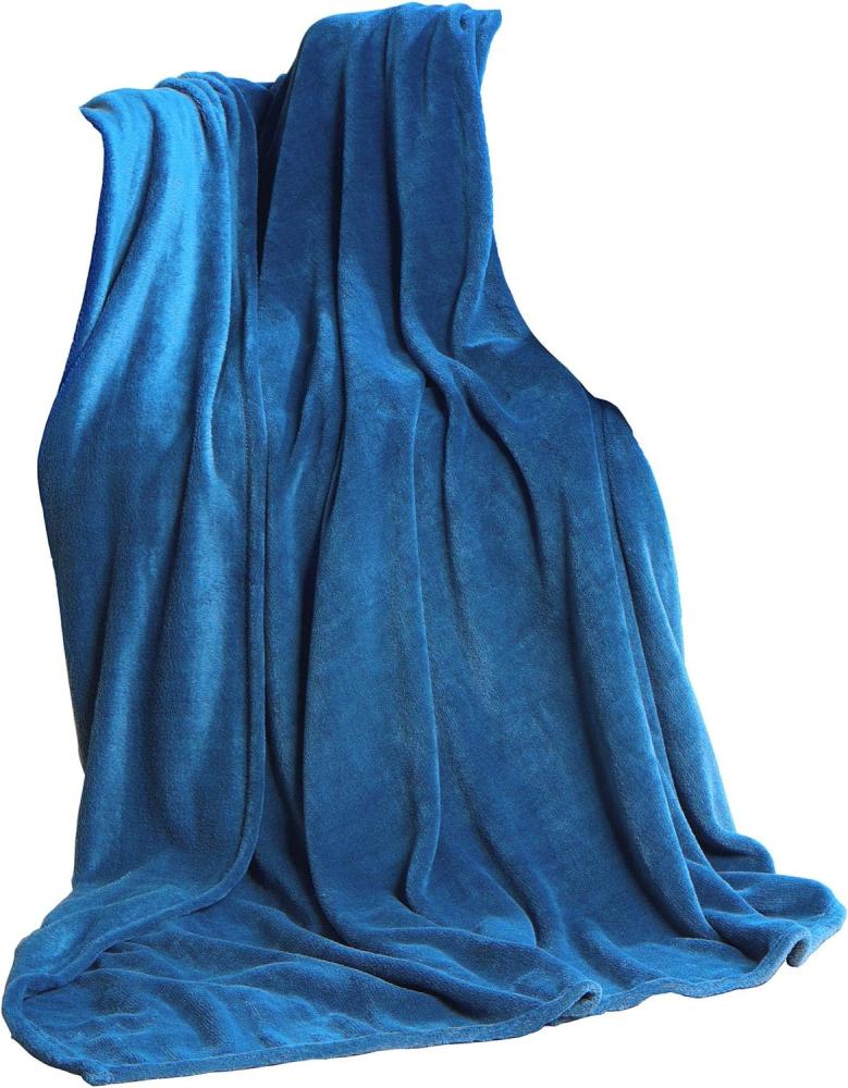 CelinaTex TV-Decke Kuscheldecke XXL 220 x 240 cm blau Coral Fleece Tagesdecke Mikrofaser Sofadecke Überwurf Bild 1