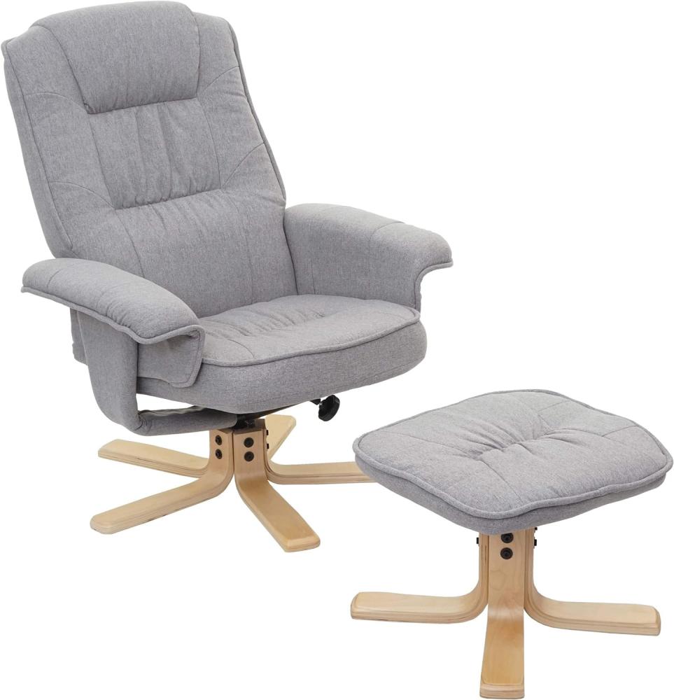 Relaxsessel M56, Fernsehsessel TV-Sessel mit Hocker, Stoff/Textil, FSC®-zertifiziert ~ hellgrau Bild 1