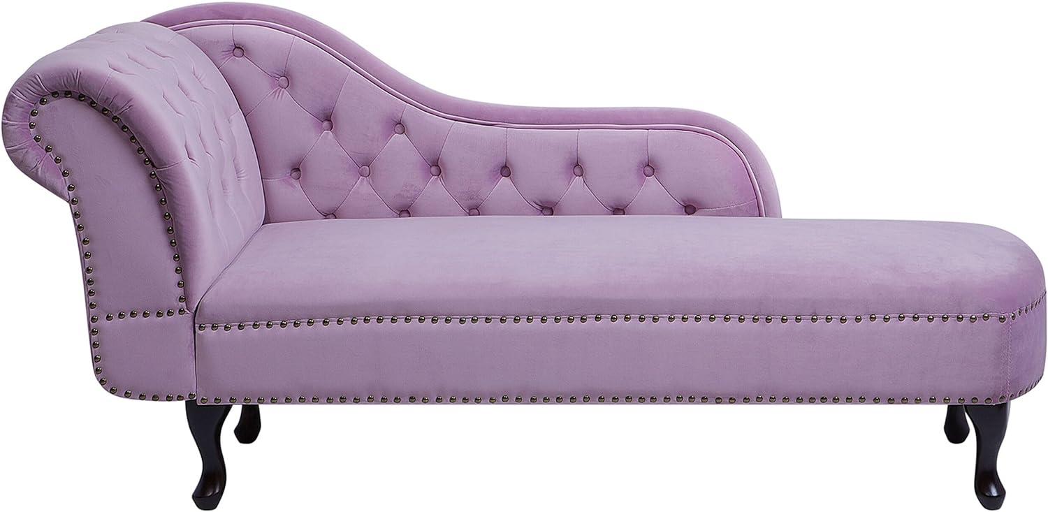 Chaiselongue Samtstoff rosa linksseitig NIMES Bild 1