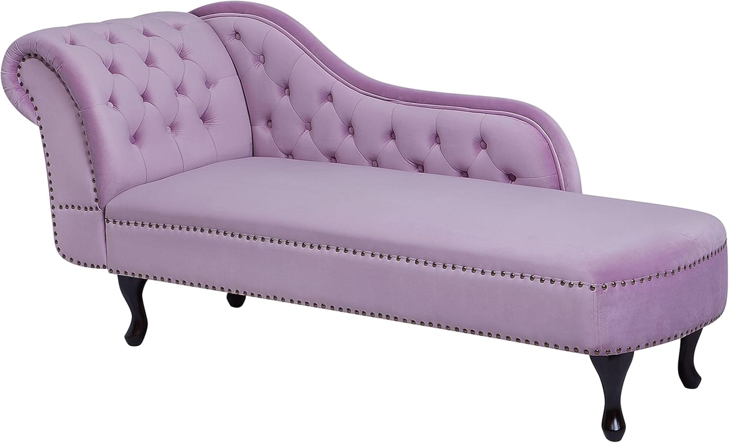 Beliani 'Nimes' Chaiselongue, Rosa, Samt, 79 x 65 x 169 cm, Links Bild 1