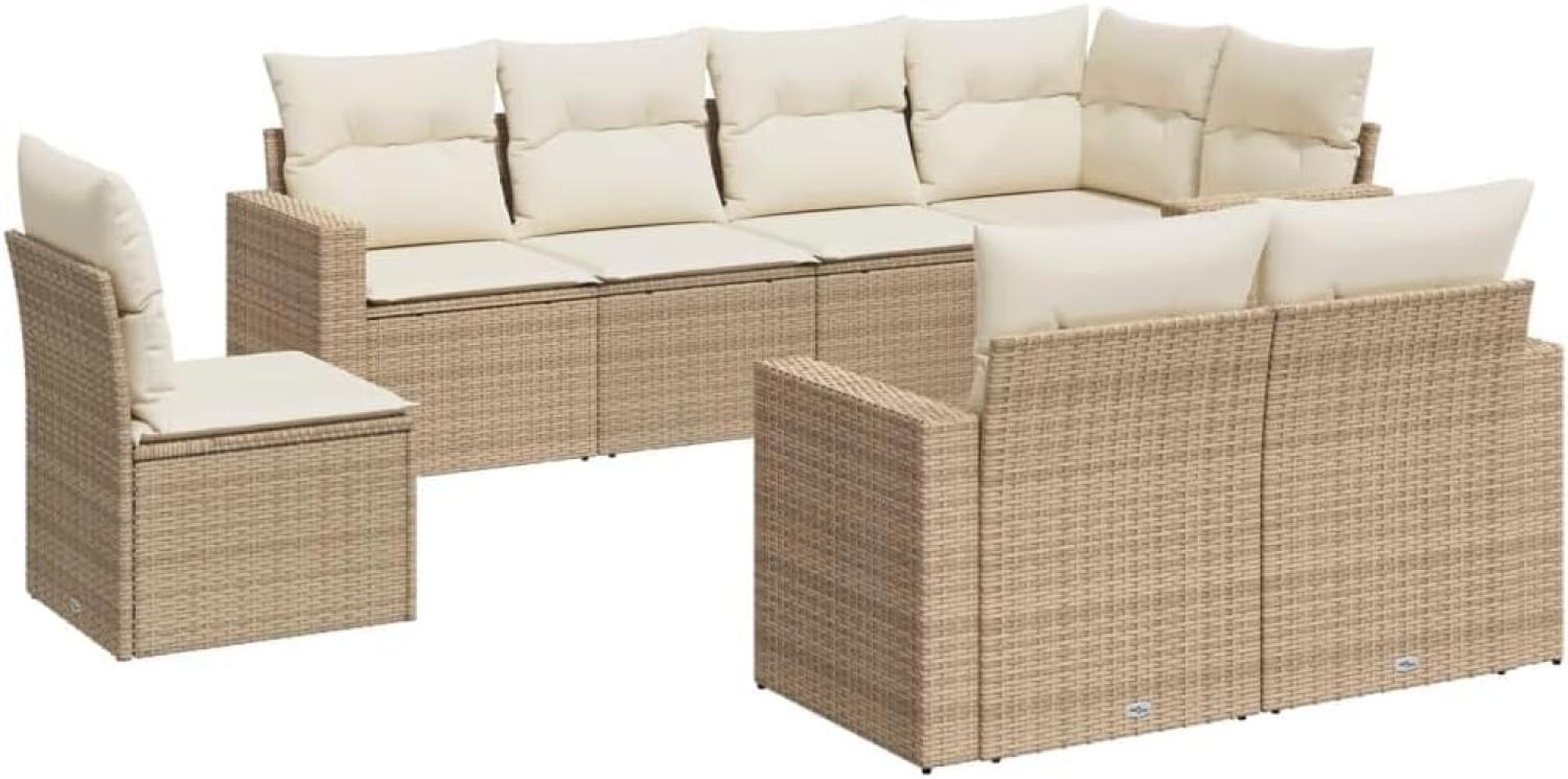 vidaXL 8-tlg. Garten-Sofagarnitur mit Kissen Beige Poly Rattan 3251575 Bild 1