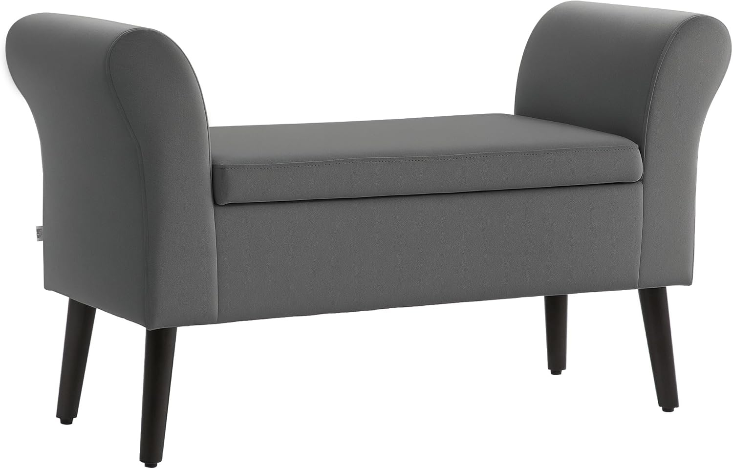 HOMCOM Sitzbank mit Stauraum, Armlehnen, Sitzhöhe 46cm (Truhenbank, 1-St, Polsterbank), für Flur Schlafzimmer Polyester 111,5 x 41 x 65 cm Dunkelgrau Bild 1