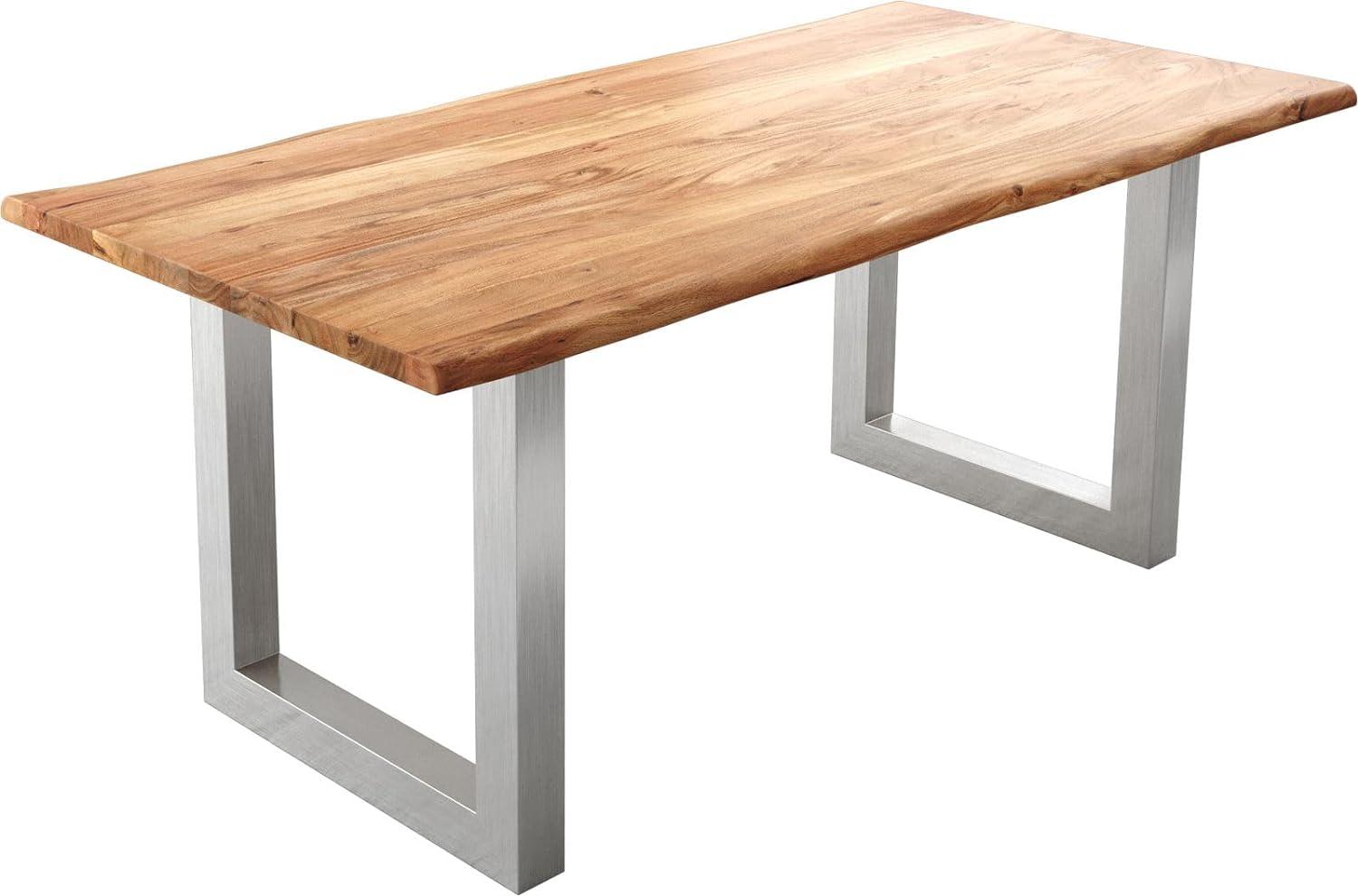 Esstisch Edge 180x90 cm Akazie Natur Edelstahl breit Live-Edge Bild 1