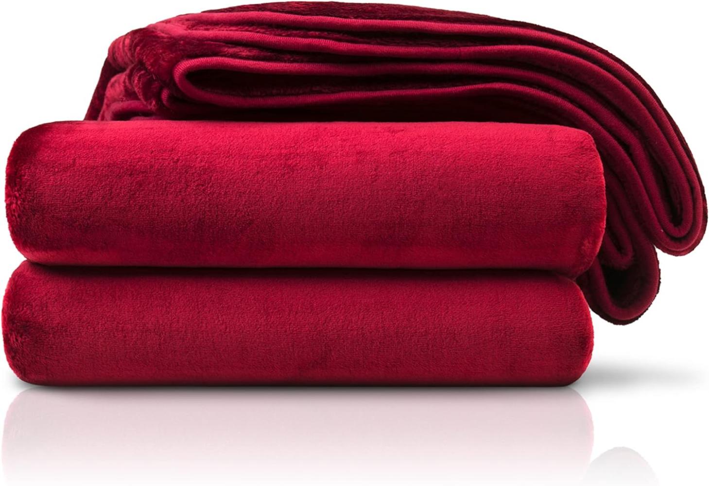 Amago - Kuscheldecke, Cashmere-Feeling, 220 x 240 cm - Bordeaux Bild 1