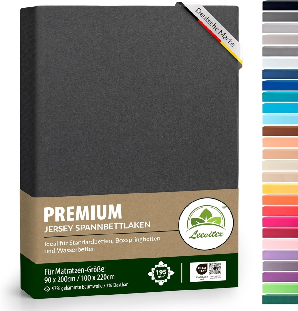 leevitex® Spannbettlaken Spannbettlaken Premium Elasthan, Gummizug: rundum, blickdicht, Anti-Pilling, 97% Baumwolle, 3% Elasthan, 40 cm Steg Bild 1